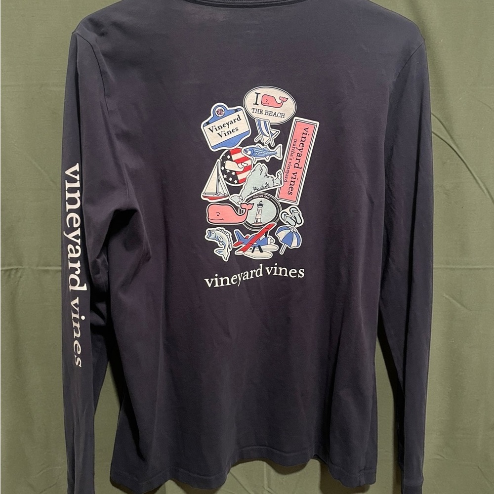Vineyard Vines Navy Long-Sleeve Pocket Tee Boys Size XL (18) - Picture 3 of 5